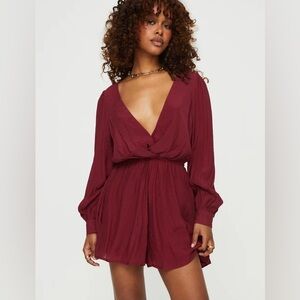 PRINCESS POLLY Moonscape Romper Burgundy